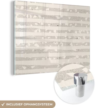 MuchoWow® Glasschilderij 120x90 cm - Schilderij acrylglas - Terrazzo - Terras - Pastel - Foto op glas - Schilderijen