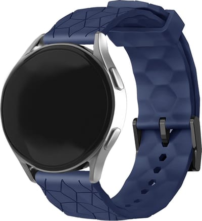 Strap-it 20mm - Siliconen hexagon band - geschikt voor Samsung Galaxy Watch 7 (40 & 44mm) / Watch 6 (Classic) / Watch 5 (Pro) / Watch 4 (Classic) / Watch FE / Watch 42mm / Watch 3 41mm / Watch Active - Amazfit Bip / GTS - Polar Ignite - donkerblauw