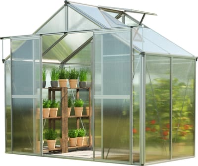 GFP tuinkas TOPAS 2 aluminium 225x133 cm, 6 mm kanaalplaten polycarbonaat, stabiel & weerbestendig
