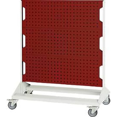 Verrijdbaar Perfo Rack systeem, 6 geperforeerde panelen, B 1000 x D 550 x H 1250 mm, staal, lichtgrijs RAL 7035/paars RAL 3004
