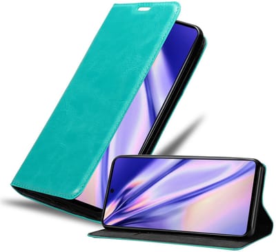 Cadorabo Hoesje geschikt voor Samsung Galaxy A72 4G / 5G in BENZINE TURKOOIS - Beschermhoes met magnetische sluiting, standfunctie en kaartvakje Book Case Cover Etui