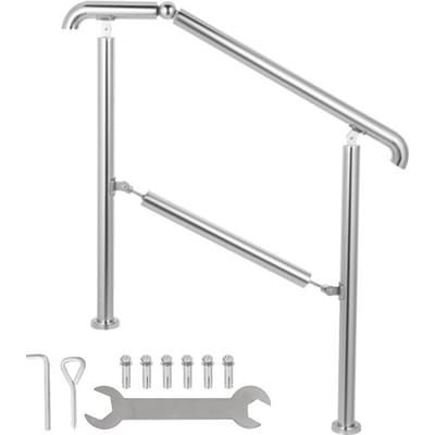VEVOR Trapleuning voor Buiten 1 tot 3 Stappen Trapleuning van Roestvrij Staal Laadvermogen 220 lbs / 100 kg, Stair Railings for Steps, de Trapleuning is Geschikt voor Binnen- en Buitengebruik, Hotel
