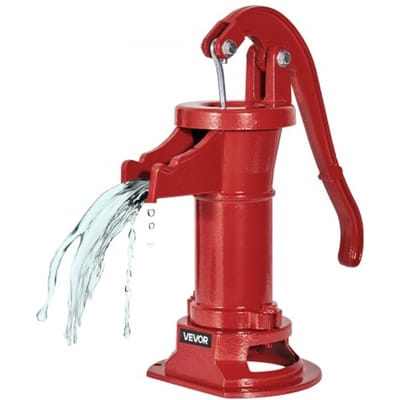 VEVOR Antieke Vintage Handpomp, 7,6 M Opvoerhoogte, Gietijzeren Nostalgische Pomp, Bronpomp, Handpomp, Npt 1-1/4 Inch Aansluiting, Tuinpomp, voor Tuin, Vijver, Tuin, Boerderij, Rood
