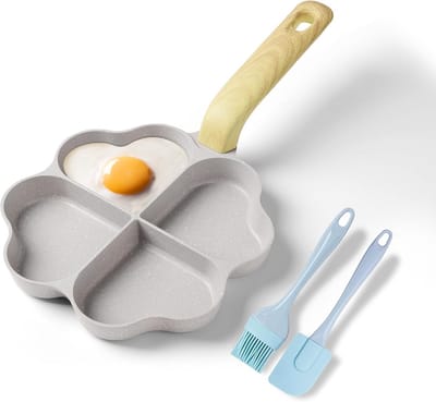 4-gats hartvormige eierpan voor omeletten en pannenkoeken - Antiaanbak en geschikt voor inductie