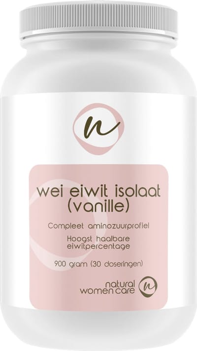 Natural Women Care - Wei Eiwit Isolaat (vanille) - 27 gr eiwit per portie van 30 gram - Compleet aminozuurprofiel