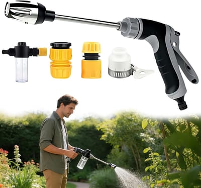 Thijox - Power Jet Hogedrukpistool, Accu-Hogedrukreiniger voor Tuin, Auto en Terras, Draagbare Waterreiniger met Roestvrij Staal en Antislip Handgreep