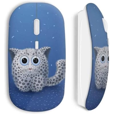 Souris Sans Fil - MANIACASE - Cute Cat - Bleu - Compatible Mac et PC - USB
