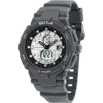 Sector Ex-09 Siliconen Band Zilveren Wijzerplaat Quartz R3251296003 Herenhorloge black