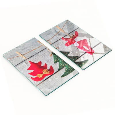 Glazen serveerplanken voor in de keuken met afbeeldingen en touwtjes voor decoratie, 2x30x52 cm
