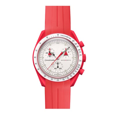 Bandje voor Rolex Horloge - SEIKO Horloge - Omega x Swatch MoonSwatch Mission on Earth - 20mm - Zacht Rubber - Rood