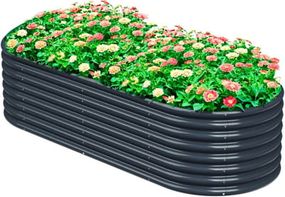 Famanu – Verhoogd tuinbed 6 x 3 x 2 ft gegalvaniseerde dozen outdoor plantenbak tuinplanter voor groenten bloemen kruid (180x90x60 cm - grijs)