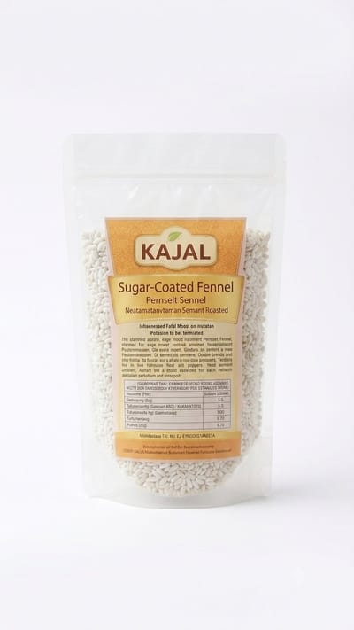 KAJAL Suiker gecoat venkelzaad, 1kg – Indiase mondverfrisser & digestief na de maaltijd – Traditioneel & Knapperig. Ideaal als snack, spijsvertering & mondverzorging – Premium kwaliteit voor de echte liefhebber Met Kajal Sticker