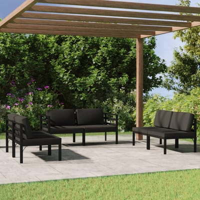 vidaXL - 6-delige - Loungeset - met - kussens - aluminium - antracietkleurig