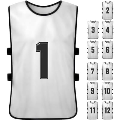 6 Pièces Débardeurs de Football pour Enfants Séchage Rapide Maillots de Football Sports de Jeunes Entraînement d'Équipe de Basketball Bavoirs Numérotés 12pcs For Adults