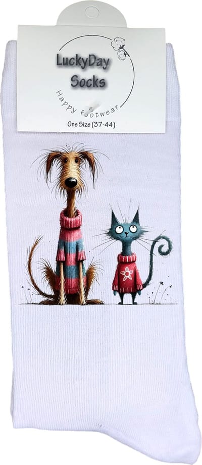 Hondje - Trui - Opkikker - Grappige sokken - Valentijn cadeau - Verjaardag cadeau - Sint cadeau - Leuke sokken - Vrolijke sokken - Cadeautje - Grappig cadeau - Poes - Kerstcadeau - Vaderdag - Moederdag - Socks maken Happy - Maat 37-44