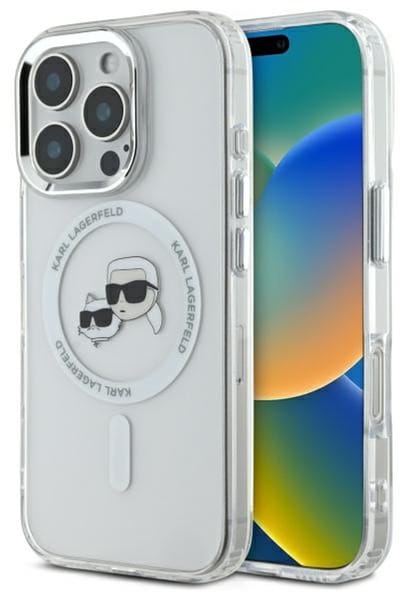 Karl Lagerfeld iPhone 16 Pro Max Back cover case - Magsafe IML metal - White