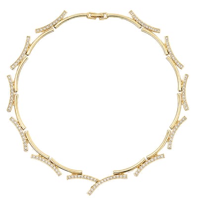 Behave Luxe Goudkleurige Ketting Met Kristallen - Elegant Statement Collier - Feest Sieraad Dames - Inclusief Geschenkdoos