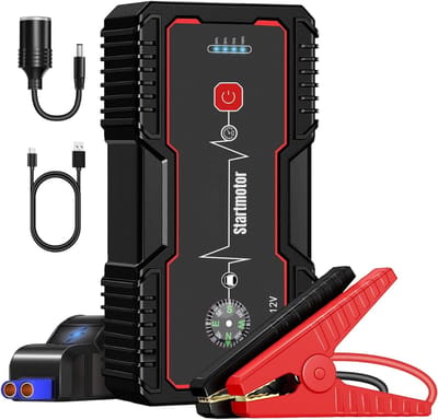 DYNA® Krachtige Jumpstarter voor Auto – Startkabels 18000mAh – Acculader Auto 1500A – Zwart - 28cm x 21cm x 6cm