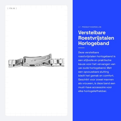 Dailygoods- Horlogeband Verstelbaar Roestvrij Staal - Horlogeband 22mm - Vervangband voor Mannen/Vrouwen - Snelsluiting - Elegant Design - Geschikt voor Horlogemakers - Horlogeketting