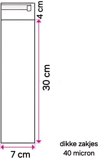 Dikke Cellofaan zakjes ● 7x30 cm ● met plakstrip "Multiplaza" transparant ● 25 stuks ● 40 micron - verpakkingmateriaal - kado - verkoopverpakking - sieraden - traktatie - verjaardag - feest
