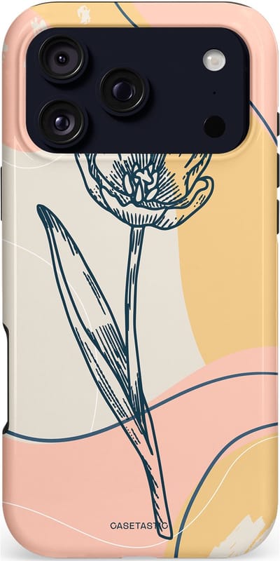 Casetastic hoesje geschikt voor Apple iPhone 17 Pro Max - MagSafe - Dubbellaagse bescherming - Lente tulp - Fashion Case - Perzik Beige Lichtgrijs
