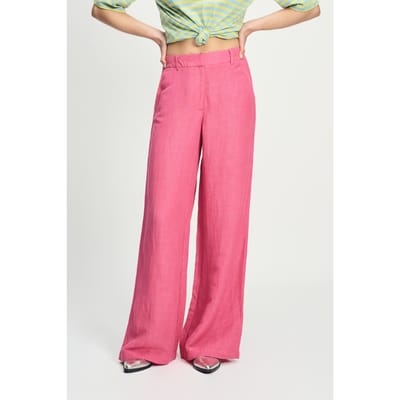 POM Amsterdam Pants - Raspberry Linen Maat: 38 | Wijde Broeken Outlet | Dames | Roze