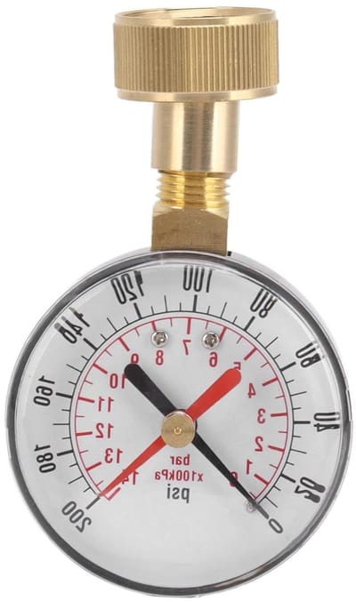 ZEYNOMAX- Waterdruktestmeter Aluminiumlegering - Drukmeter - Manometer - 0 tot 200 Psi - 3/4 Inch Binnendraad - Geschikt voor Vloeistof, Stoom en Gas