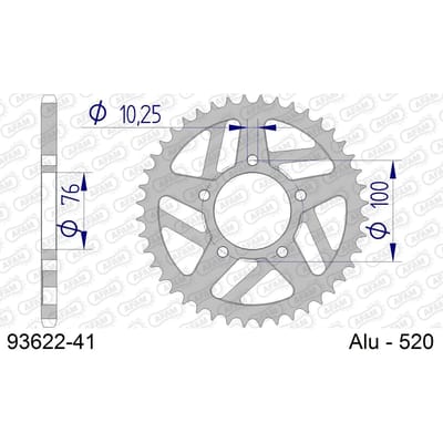Aluminium tandwiel achter Afam 520 41 dents