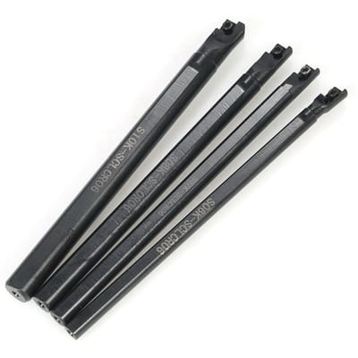 Boîte de 10 pièces Plaquettes carbure CCMT060204 HM + 6 7 8 10 mm Porte-outil SCLCR06 Barre d'alésage + 4 clés Outil de tournage pour tour