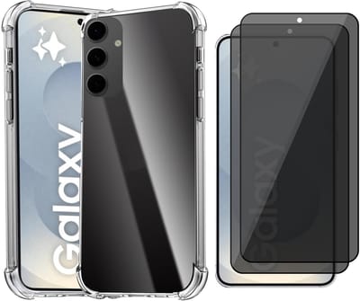 Hoesje geschikt voor Samsung Galaxy S25 - 2x Privacy Screenprotector Volledig Dekkend Glas - Shockproof Transparant