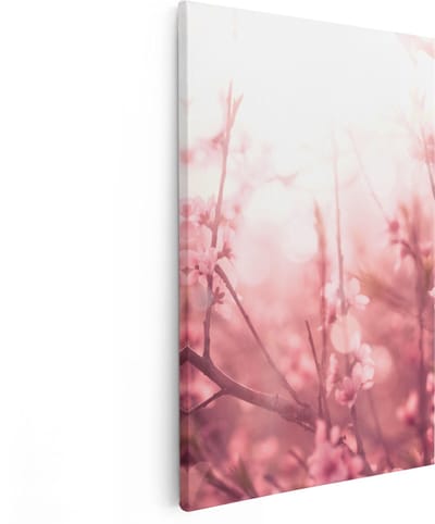 Artaza Canvas Schilderij Bloesem - 80x120 cm - Groot - Wanddecoratie Bloemen - Muurdecoratie Lente - Schilderijen Op Canvas