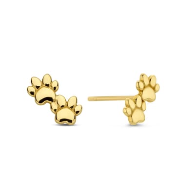 New Bling 9NBG-0713 – 14 Karaat Gouden Oorbellen Dames – Hondenpoot – Pootafdruk – Oorknopjes – 4,2 x 7,8 mm