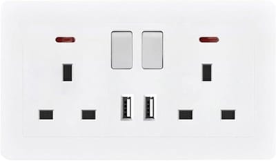 Stopcontact met USB - Wandcontactdoos Adapter - Apparaten Opladen - Ruimtebesparend Ontwerp - 14.6 x 8.6 x 5 cm - Wit