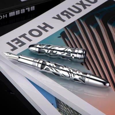 P80 Piston Vulpen met Bock Medium Nib, Transparante Grijze Acryl Penhouder en Sleutelset voor Schrijven en Tekenen