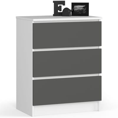 Ladekast K60 met 3 Lades / AKORD Furniture Factory / Wit - Grafietgrijs / 60 x 77 x 40 cm