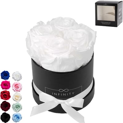 Box met 4 Eeuwige Rozen in Elegante Cadeaudoos