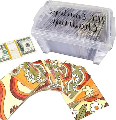 Geld Bespaar Doos - Budget Organizer - Financieel Doel - 100 Enveloppen - 19 cm Breed - Bloemenprint