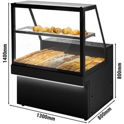 GGM Gastro Brottheke TORONTO - 1300mm - schwarze Front - 1 Ablage