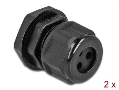 Kabelwartel PG13.5 voor ronde kabel met drie kabelinvoer zwarte 2 stuks