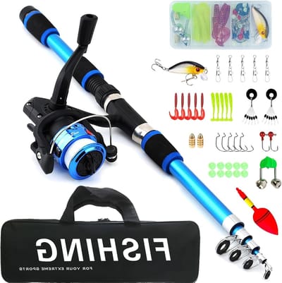 Telescopische Visspullen Set voor Kinderen - 1.8m Carbon Fiber Hengel met Molens en Accessoires, Geschikt voor Kinderen van 3-10 Jaar, Perfect voor Vissen en Buitenactiviteiten