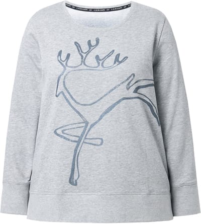 Laurasøn - Dames - Sweatshirt lange mouw ronde hals - Grijs melange - Maat 44+