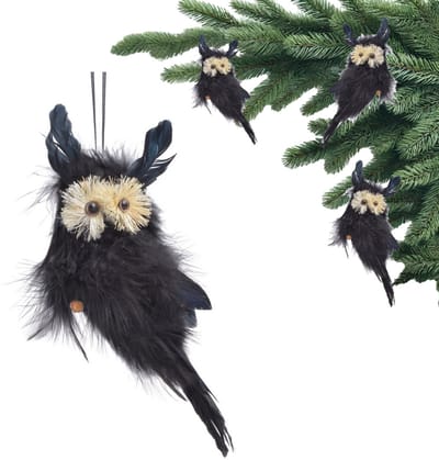 Inspiruj - Kerstboomdecoratie - Zwarte Uil - 14 cm