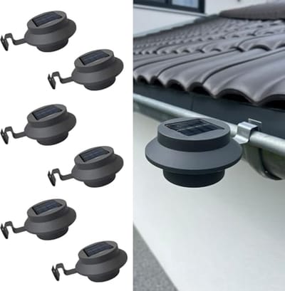 Dakgoten Solarverlichting op Zonne-energie voor Buiten - Warmwit (RAL 7016, 6 stuks)