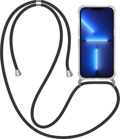 Telefoonhoesje Geschikt voor iPhone 13 Pro met Koord en Stootrand - TPU Backcover Shockproof met Lanyard - Smartphonica geschikt voor iPhone 13 Pro