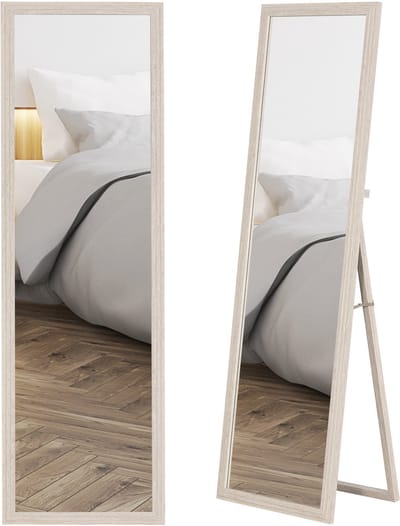 HOMCOM Spiegel over de volledige lengte Gehard glas, Kunststof 50L x 4B x 160H cm Wit