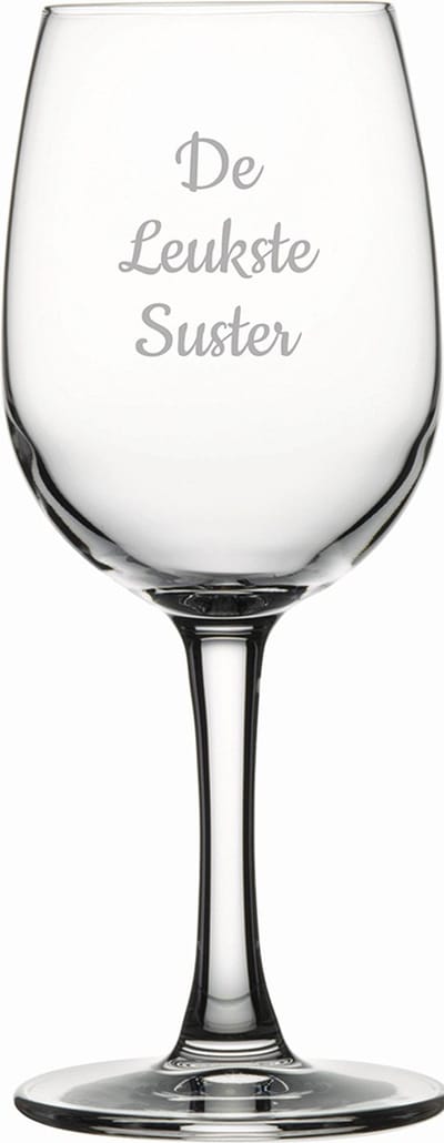 Gegraveerde witte wijnglas 26cl De Leukste Suster