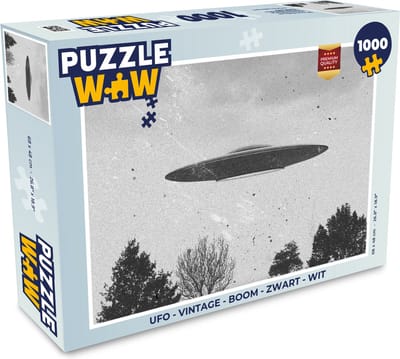 Puzzel Ufo - Vintage - Boom - Zwart - Wit - Legpuzzel - Puzzel 1000 stukjes volwassenen