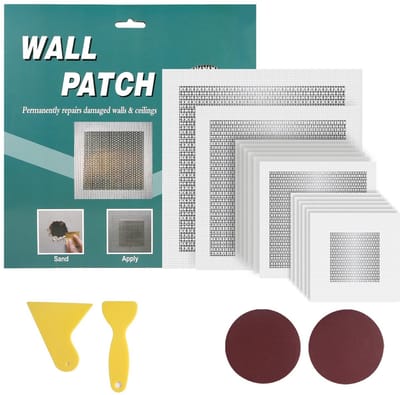 Dailygoods- Gipsplaatreparatieset 18st - Aluminium Gipsplaatgatpatch 5/15/20cm - Schrapers - Schuurpapier - Droge Muurreparatieset - Compleet Gereedschap
