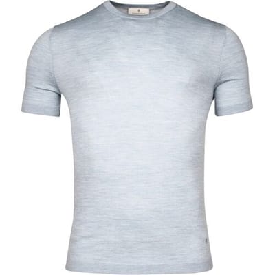 Thomas Maine Trui Fine Merino Crew Neck Short Sleeve Single Knit Licht Blauw / male