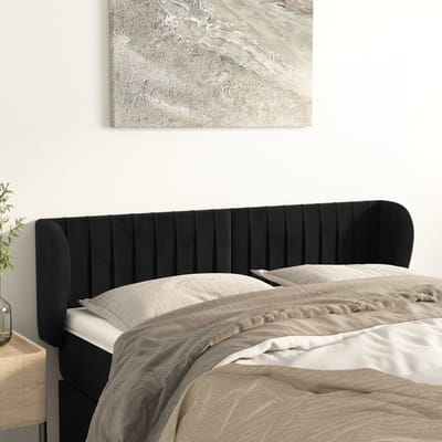 vidaXL - Hoofdbord - met - randen - 147x23x78/88 - cm - fluweel - zwart